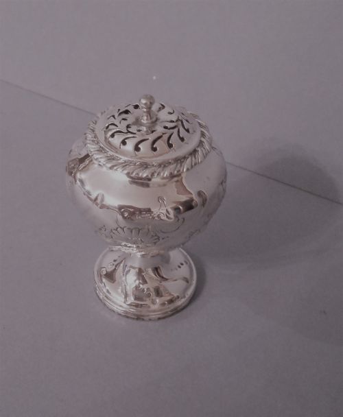 ANTIQUE SOLID SILVER POUNCE POT WILLIAM IV - ADDITIONAL PHOTO 4