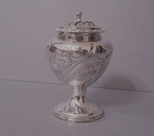 ANTIQUE SOLID SILVER POUNCE POT WILLIAM IV - ADDITIONAL PHOTO 5