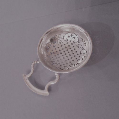 antique george ii solid silver lemon strainer - CATEGORY: ANTIQUE SILVER - DATED GEORGIAN