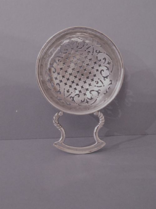 ANTIQUE GEORGE II SOLID SILVER LEMON STRAINER - ADDITIONAL PHOTO 4