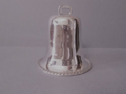 large antique solid silver cow bell - CATEGORY: ANTIQUE SILVER - DATED 1910