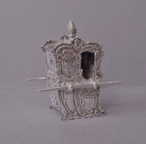 ANTIQUE SOLID SILVER MINIATURE SEDAN CHAIR - ADDITIONAL PHOTO 1