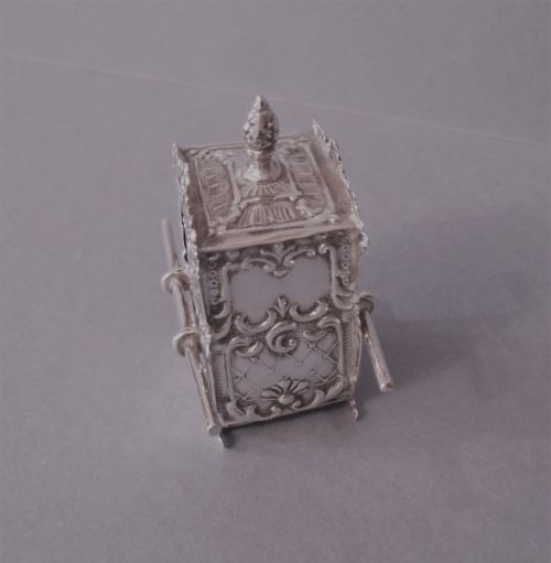 ANTIQUE SOLID SILVER MINIATURE SEDAN CHAIR - ADDITIONAL PHOTO 3