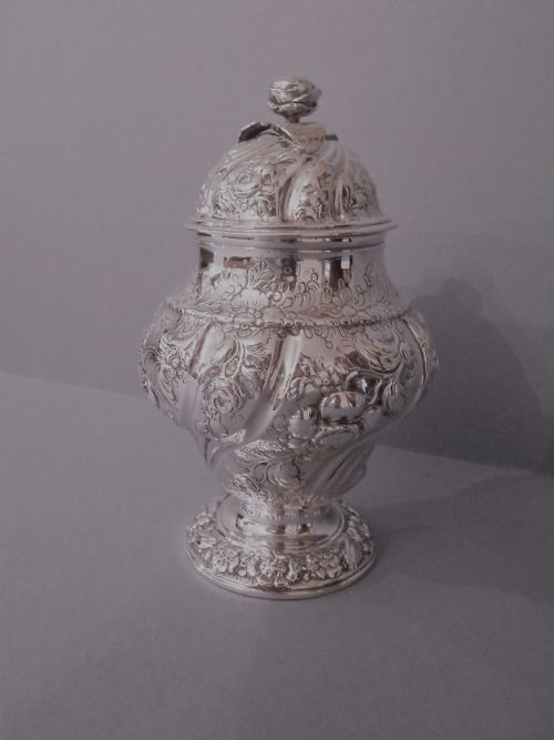 SUPERB ANTIQUE GEORGE II SOLID SILVER TEA CADDY 1755 - ADDITIONAL PHOTO 4