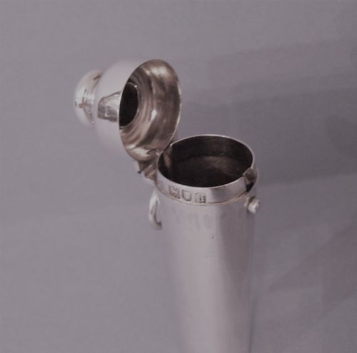 ANTIQUE EDWARDIAN SOLID SILVER 'HUNTING HIP FLASK' NOVELTY VESTA - ADDITIONAL PHOTO 2