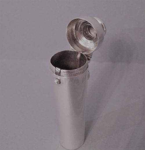 ANTIQUE EDWARDIAN SOLID SILVER 'HUNTING HIP FLASK' NOVELTY VESTA - ADDITIONAL PHOTO 3