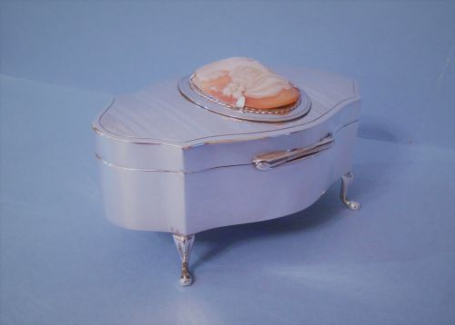 ANTIQUE SOLID SILVER EDWARDIAN JEWELLERY BOX WITH CAMEO - ADDITIONAL PHOTO 2