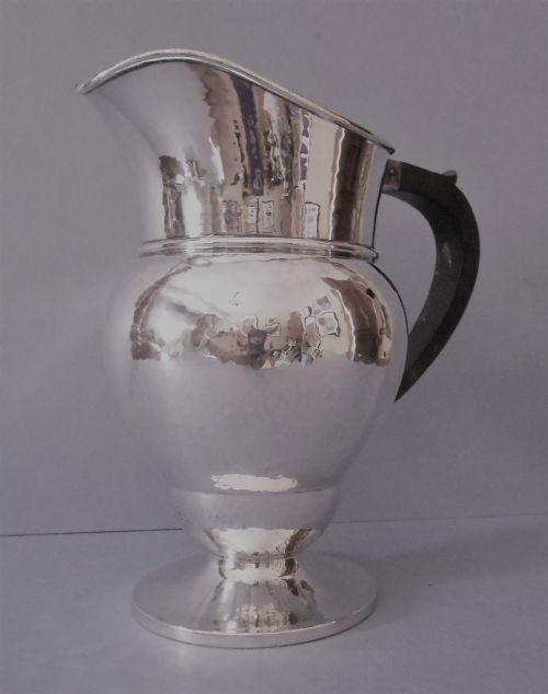 antique solid silver arts crafts hammered water ewerjug - CATEGORY: ANTIQUE SILVER - DATED 1930