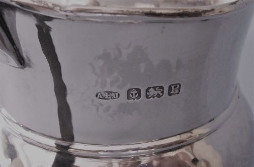 ANTIQUE SOLID SILVER ARTS CRAFTS HAMMERED WATER EWERJUG - ADDITIONAL PHOTO 3