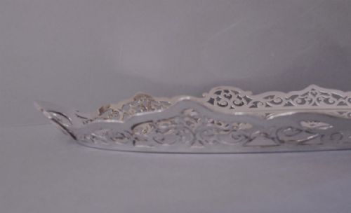 LARGE ANTIQUE SOLID SILVER GALLERIED TRAY - ADDITIONAL PHOTO 3
