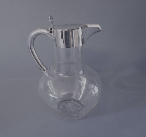 antique victorian solid silver mounted claret jug - CATEGORY: ANTIQUE GLASS - DATED VICTORIAN