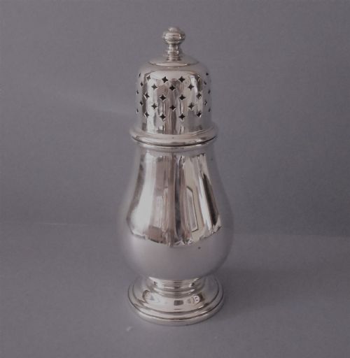 antique solid silver sugar castor - CATEGORY: ANTIQUE SILVER - DATED 1930