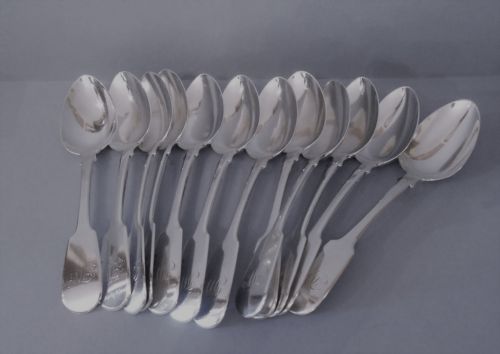 SET OF 12 ANTIQUE WILLIAM IV SOLID SILVER DESERT SPOONS - ADDITIONAL PHOTO 1