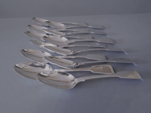 SET OF 12 ANTIQUE WILLIAM IV SOLID SILVER DESERT SPOONS - ADDITIONAL PHOTO 3