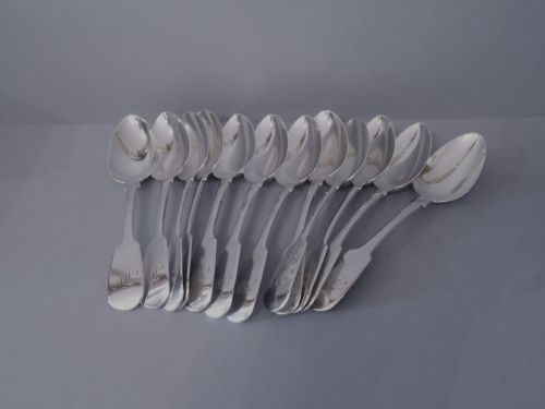 SET OF 12 ANTIQUE WILLIAM IV SOLID SILVER DESERT SPOONS - ADDITIONAL PHOTO 4