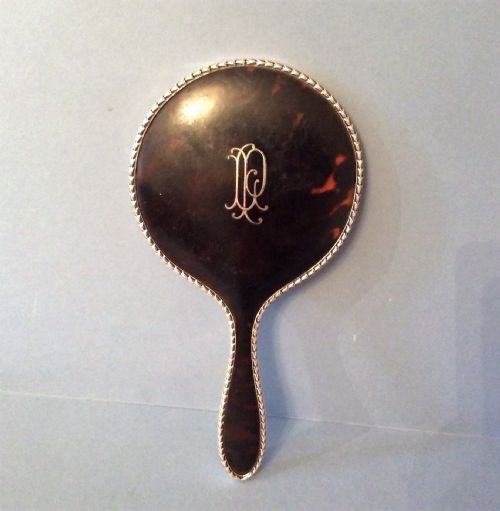 antique sterling silver tortoiseshell hand mirror 1924 - CATEGORY: ANTIQUE SILVER - DATED 1920