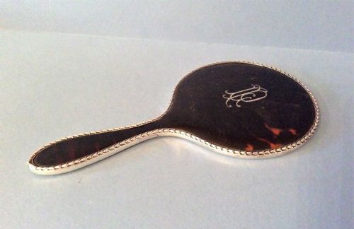 ANTIQUE STERLING SILVER TORTOISESHELL HAND MIRROR 1924 - ADDITIONAL PHOTO 1
