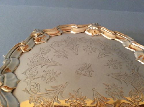 HEAVY ANTIQUE SCOTTISH GEORGE III SILVER SALVERWAITER - ADDITIONAL PHOTO 2