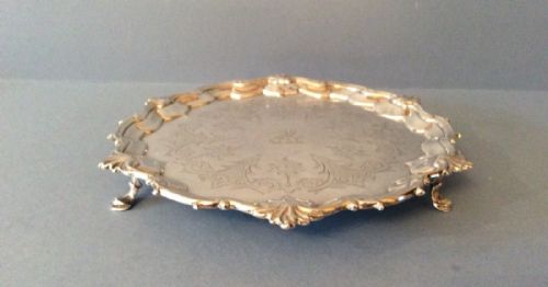 HEAVY ANTIQUE SCOTTISH GEORGE III SILVER SALVERWAITER - ADDITIONAL PHOTO 3