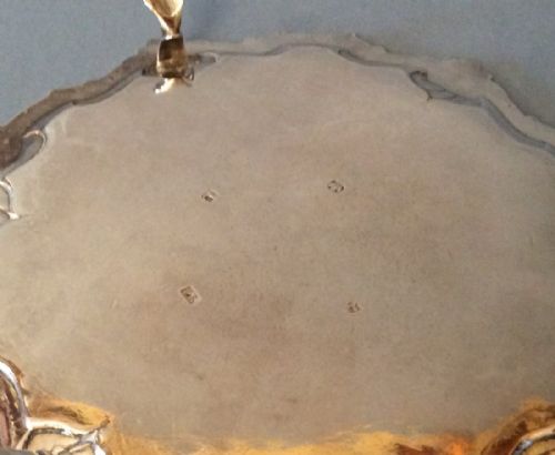 HEAVY ANTIQUE SCOTTISH GEORGE III SILVER SALVERWAITER - ADDITIONAL PHOTO 4
