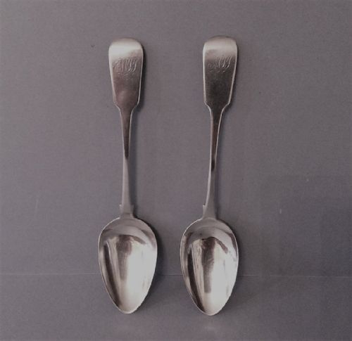 pair of antique exeter silver tableserving spoons 1831 - CATEGORY: ANTIQUE SILVER - DATED GEORGIAN