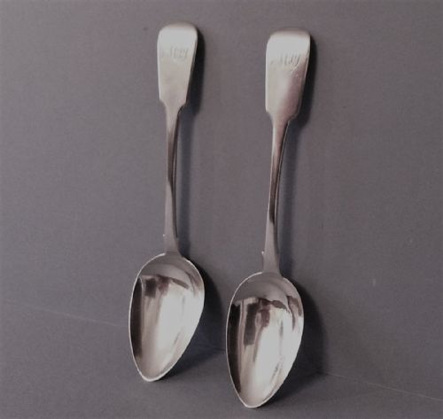 PAIR OF ANTIQUE EXETER SILVER TABLESERVING SPOONS 1831 - ADDITIONAL PHOTO 4