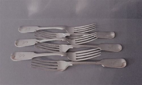 set of six antique solid silver william iv dinner forks - CATEGORY: ANTIQUE SILVER - DATED GEORGIAN