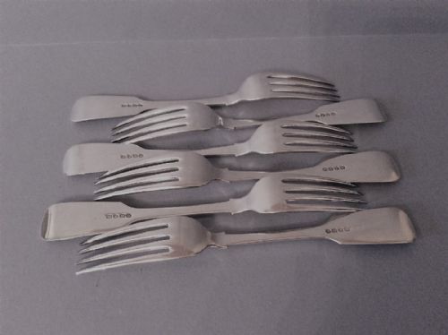 SET OF SIX ANTIQUE SOLID SILVER WILLIAM IV DINNER FORKS - ADDITIONAL PHOTO 2