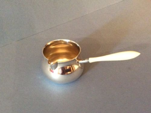 ANTIQUE SOLID SILVER AND IVORY BRANDY WARMERSAUCEPAN - ADDITIONAL PHOTO 1