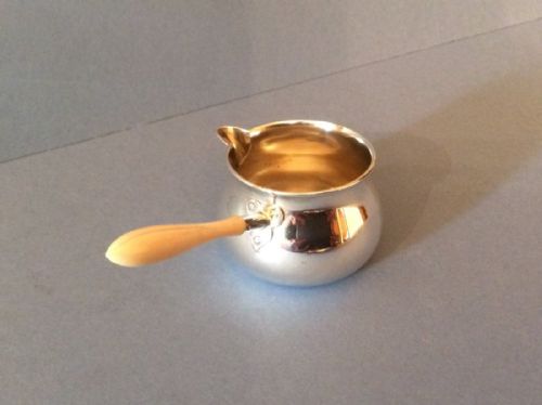 ANTIQUE SOLID SILVER AND IVORY BRANDY WARMERSAUCEPAN - ADDITIONAL PHOTO 2