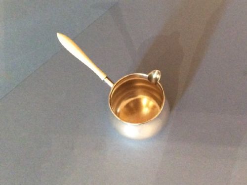 ANTIQUE SOLID SILVER AND IVORY BRANDY WARMERSAUCEPAN - ADDITIONAL PHOTO 3