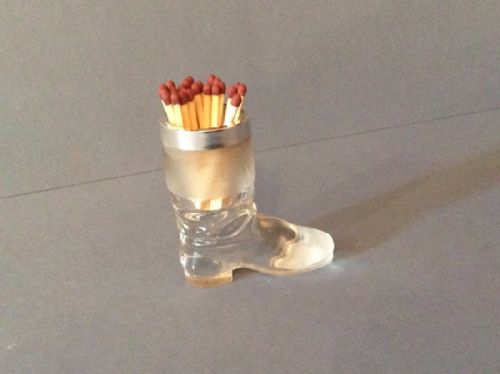 antique novelty silverglass table vestamatch holder - CATEGORY: ANTIQUE SILVER - DATED 1920