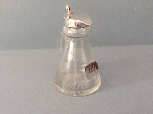 antique silverlidded whiskey noggin with label - CATEGORY: ANTIQUE SILVER - DATED 1930