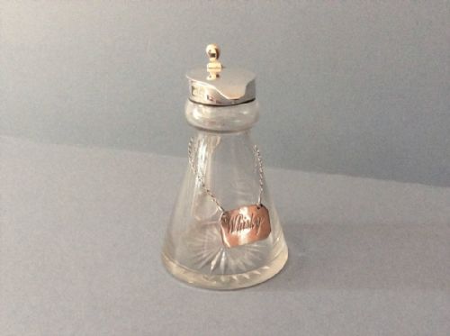 ANTIQUE SILVERLIDDED WHISKEY NOGGIN WITH LABEL - ADDITIONAL PHOTO 1