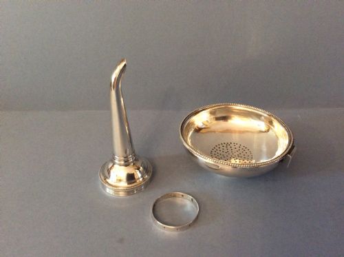 ANTIQUE SOLID SILVER GEORGE III 3PART WINE FUNNEL - ADDITIONAL PHOTO 3