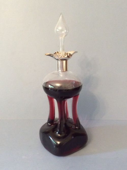 elegant edwardian solid silverrimmed decanter 1901 - CATEGORY: ANTIQUE GLASS - DATED EDWARDIAN