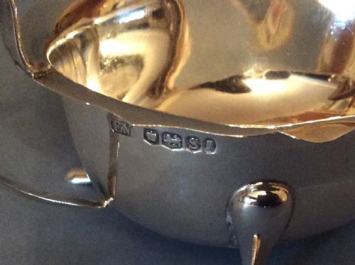 ANTIQUE SOLID SILVER SAUCE AND GRAVY BOAT - ADDITIONAL PHOTO 2