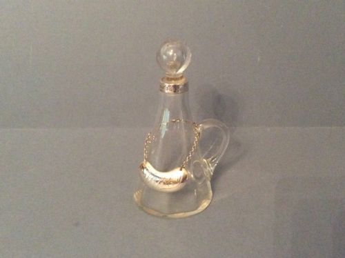 antique silver whisky noggin and label - CATEGORY: ANTIQUE GLASS - DATED EDWARDIAN