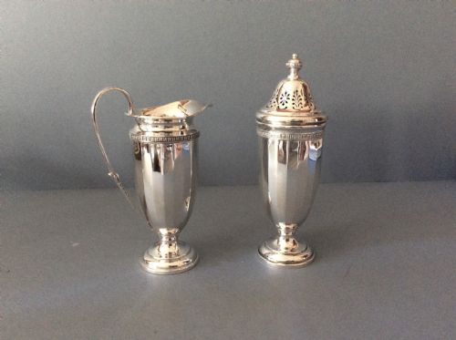 ELEGANT ANTIQUE SOLID SILVER SUGAR CREAM SET - ADDITIONAL PHOTO 3