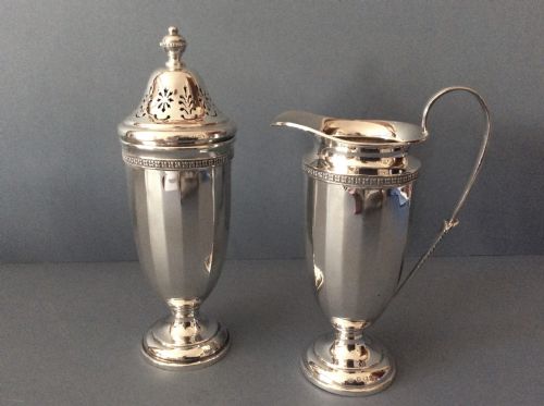 ELEGANT ANTIQUE SOLID SILVER SUGAR CREAM SET - ADDITIONAL PHOTO 2