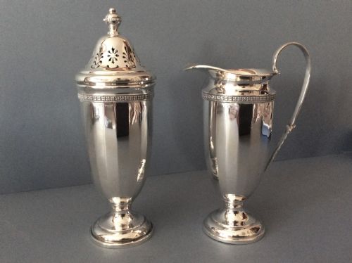 elegant antique solid silver sugar cream set - CATEGORY: ANTIQUE SILVER - DATED 1930