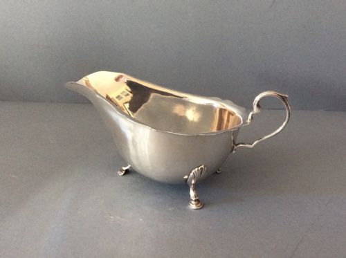 ANTIQUE SOLID SILVER SAUCE BOAT OR CREAM JUG - ADDITIONAL PHOTO 3