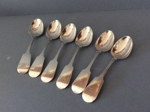 set of six antique victorian york silver teaspoons - CATEGORY: ANTIQUE SILVER - DATED VICTORIAN