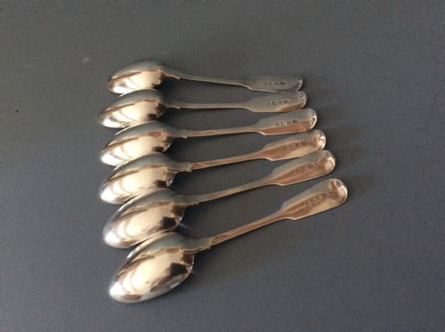 SET OF SIX ANTIQUE VICTORIAN YORK SILVER TEASPOONS - ADDITIONAL PHOTO 2