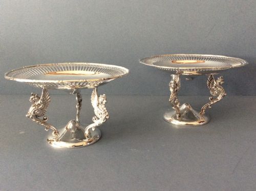 pair of antique edwardian solid silver tazzasdishes - CATEGORY: ANTIQUE SILVER - DATED EDWARDIAN