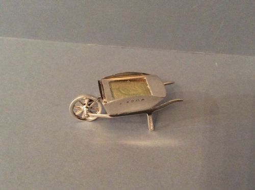 ANTIQUE EDWARDIAN SOLID SILVER WHEELBARROW STAMP BOX CASE - ADDITIONAL PHOTO 1