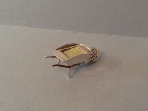 ANTIQUE EDWARDIAN SOLID SILVER WHEELBARROW STAMP BOX CASE - ADDITIONAL PHOTO 2