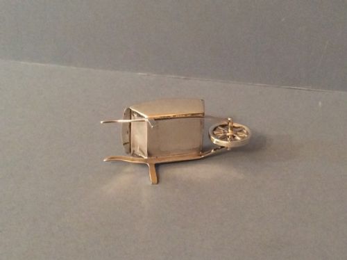 ANTIQUE EDWARDIAN SOLID SILVER WHEELBARROW STAMP BOX CASE - ADDITIONAL PHOTO 3