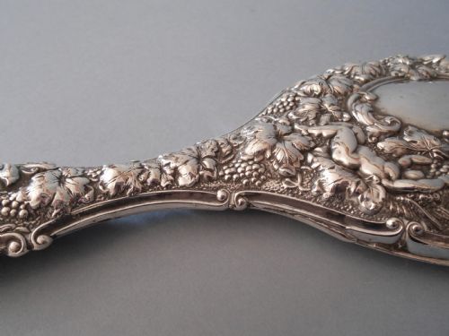 ANTIQUE SOLID SILVER HAND MIRROR 1902 - ADDITIONAL PHOTO 4