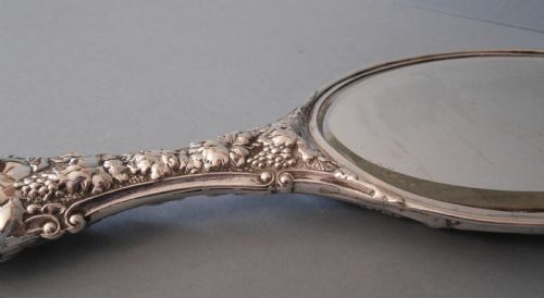 ANTIQUE SOLID SILVER HAND MIRROR 1902 - ADDITIONAL PHOTO 5